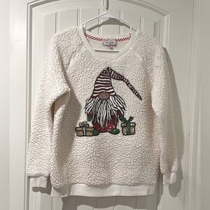 MERRY CHRISTMAS by POOF Women’s Crew Neck Sweater Gnomes Sequins Holidays NWOT S